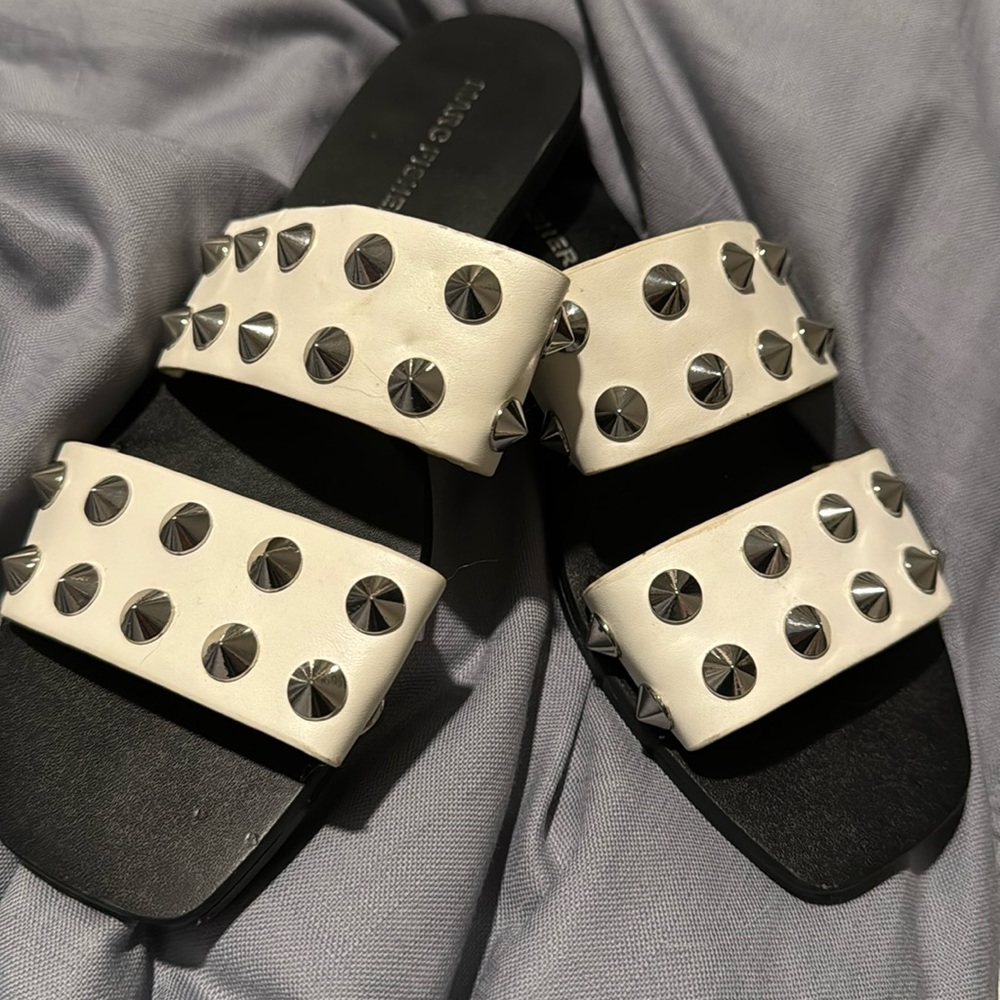 White studded sandals